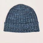 Cappello in cashmere a coste blu melange - Made in Italy