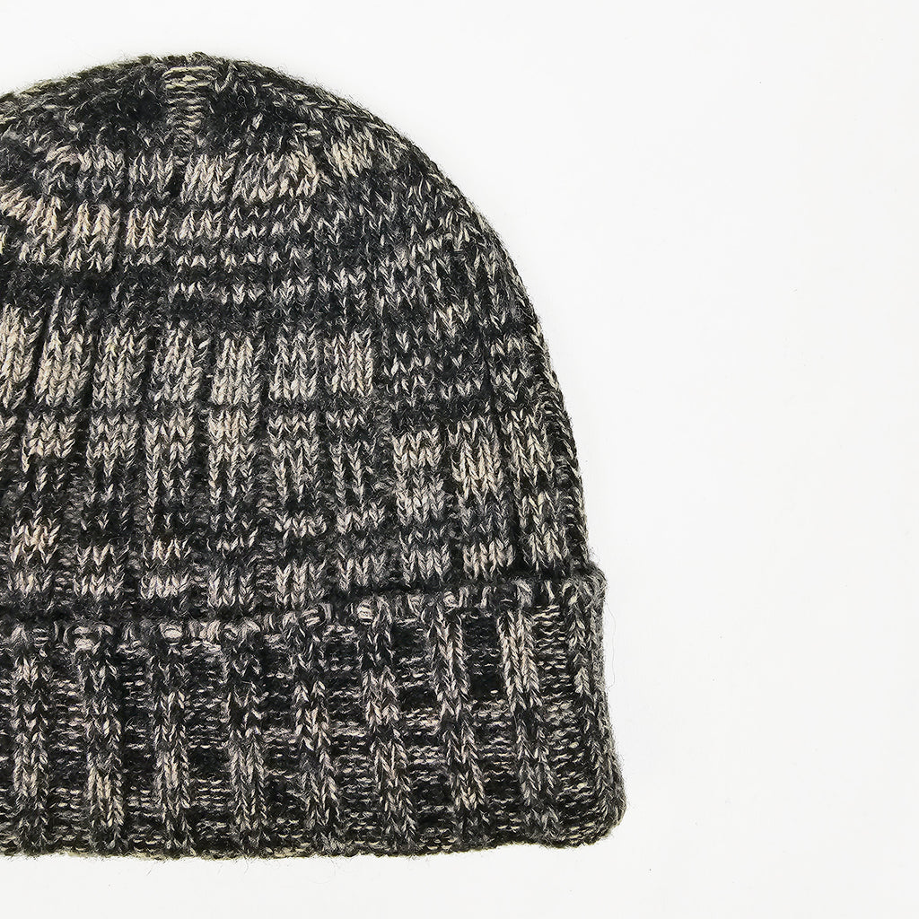 Cappello in cashmere a coste melange antracite e grigio - Made in Italy