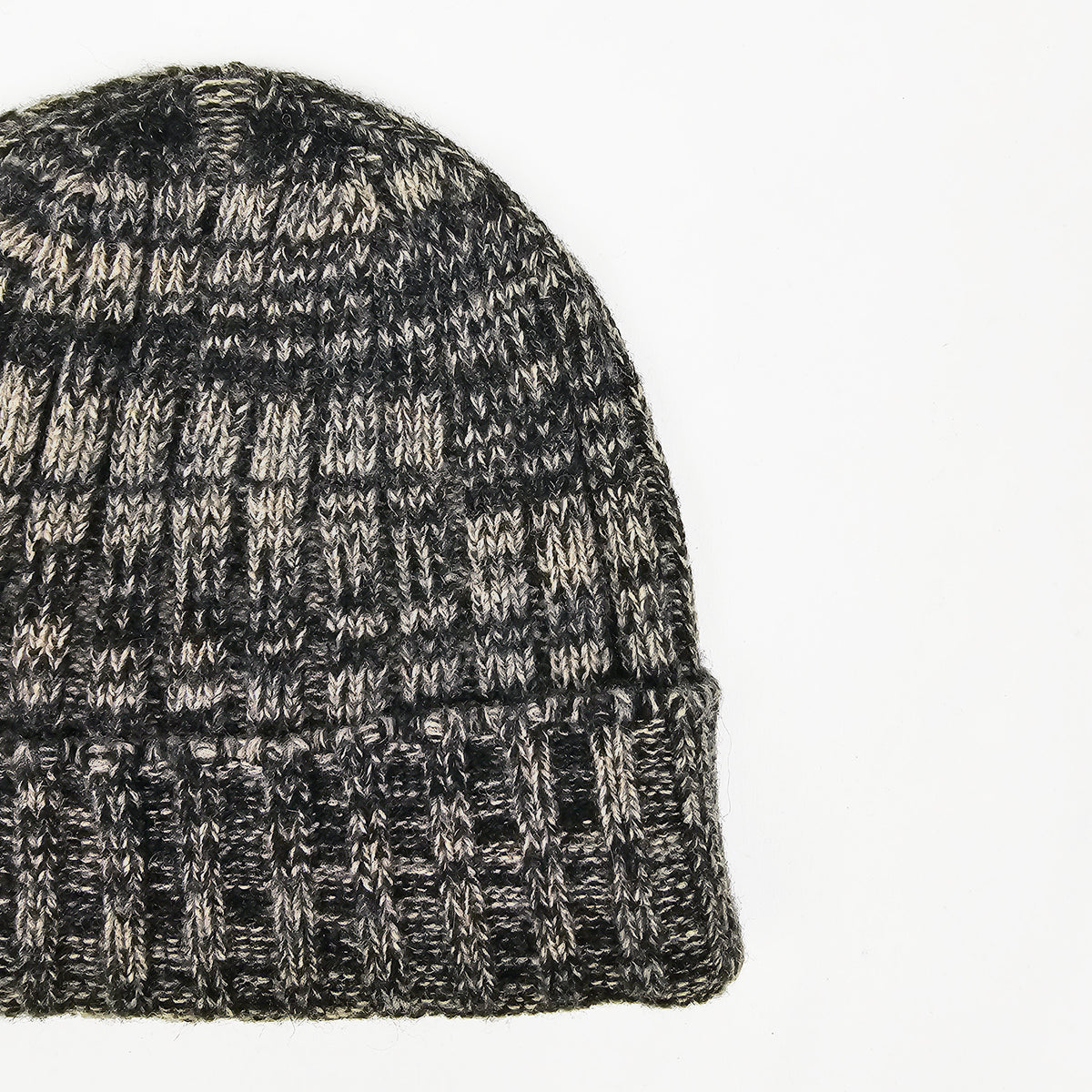 Cappello in cashmere a coste melange antracite e grigio - Made in Italy