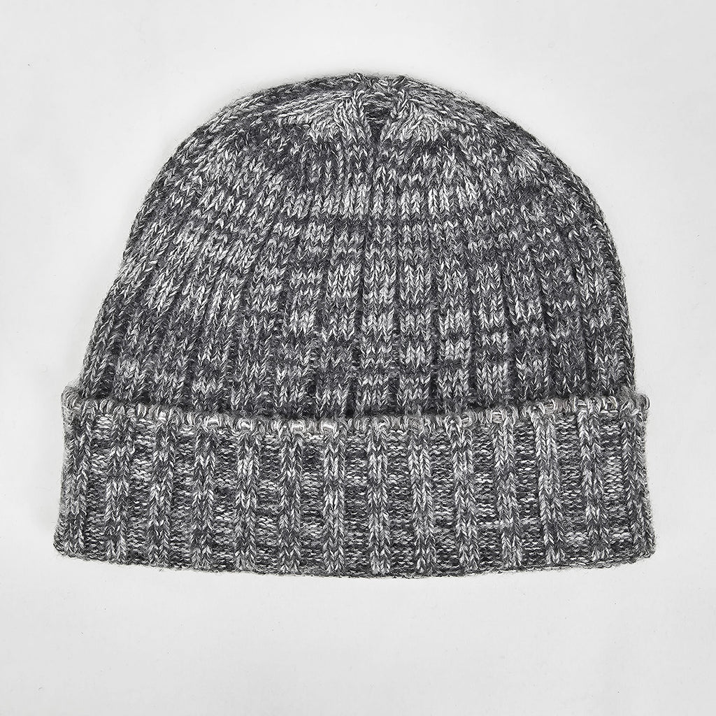 Cappello in cashmere a coste grigio chiaro melange - Made in Italy