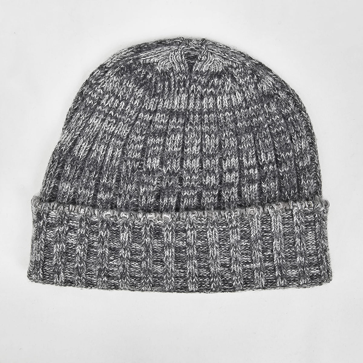 Cappello in cashmere a coste grigio chiaro melange - Made in Italy
