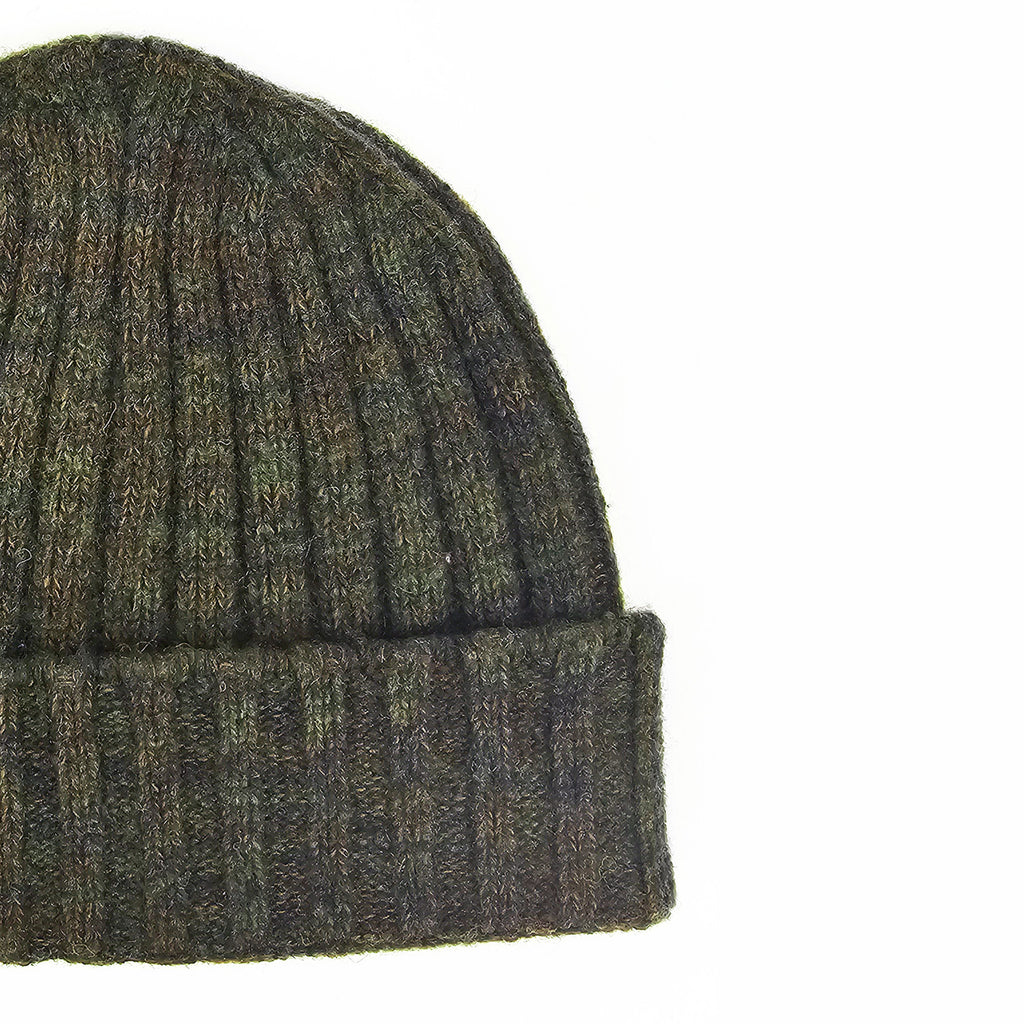 Cappello in cashmere a coste verde militare - Made in Italy zoom