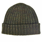 Cappello in cashmere a coste verde militare - Made in Italy