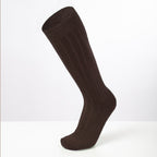 Calze lunghe a costa in Cashmere marrone