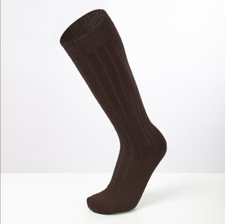 Calze lunghe a costa in Cashmere marrone