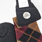 Calze lunghe a rombi in Cashmere colori scuri nero dettaglio