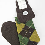 Calze lunghe a rombi in Cashmere colori scuri marrone dettaglio