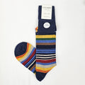 Calze lunghe in Cashmere - righe multicolor blu