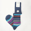 Calze lunghe in Cashmere - righe multicolor denim