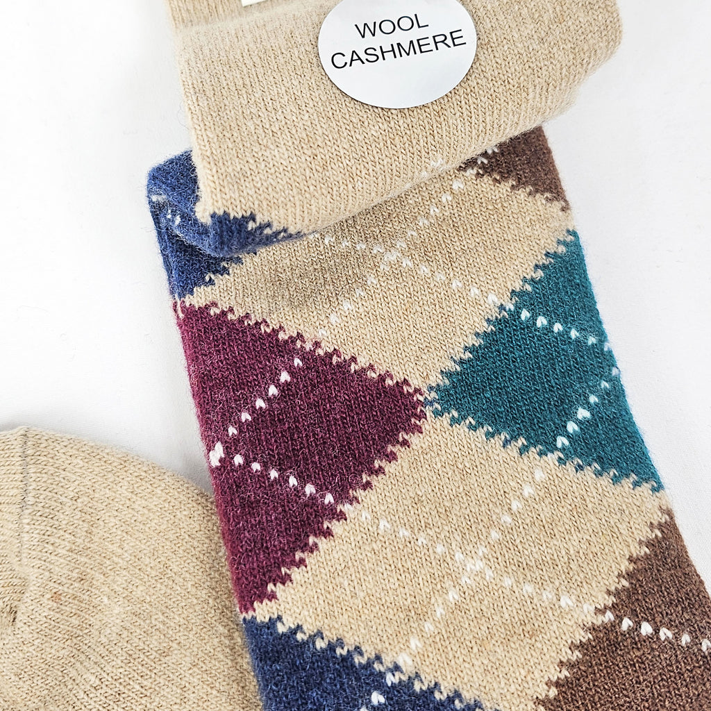 Calze lunghe in Cashmere a rombi - ass.B