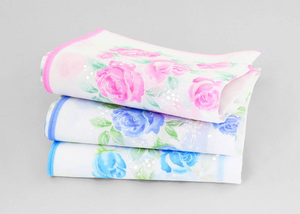 Varianti - Grazia - fazzoletti di cotone da donna con stampa di rose pastello
