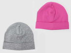 Set grigio/fucsia - cappelli bimba - berretti di cotone elasticizzato tinta unita