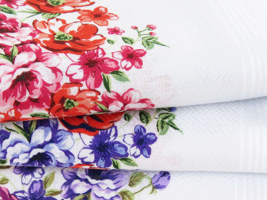Dettaglio - Victoria - fazzoletti di cotone da donna floreali con tinte forti