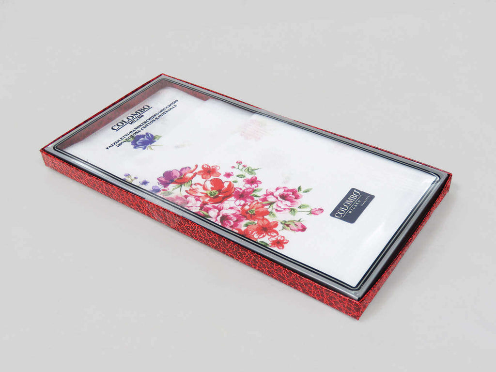 Scatola laterale - Victoria - fazzoletti di cotone da donna floreali con tinte forti