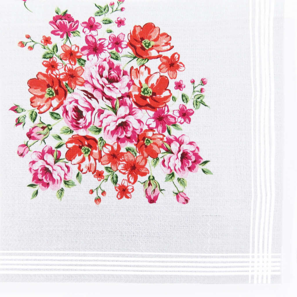 Variante rosa - Victoria - fazzoletti di cotone da donna floreali con tinte forti