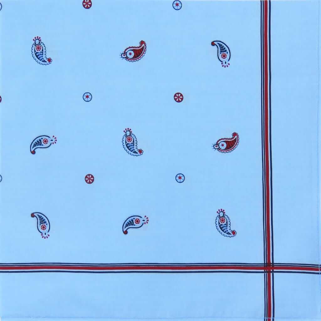 Variante blu - Zaffiro - fazzoletto di cotone da uomo pastello stampato con righe e motivi cachemire