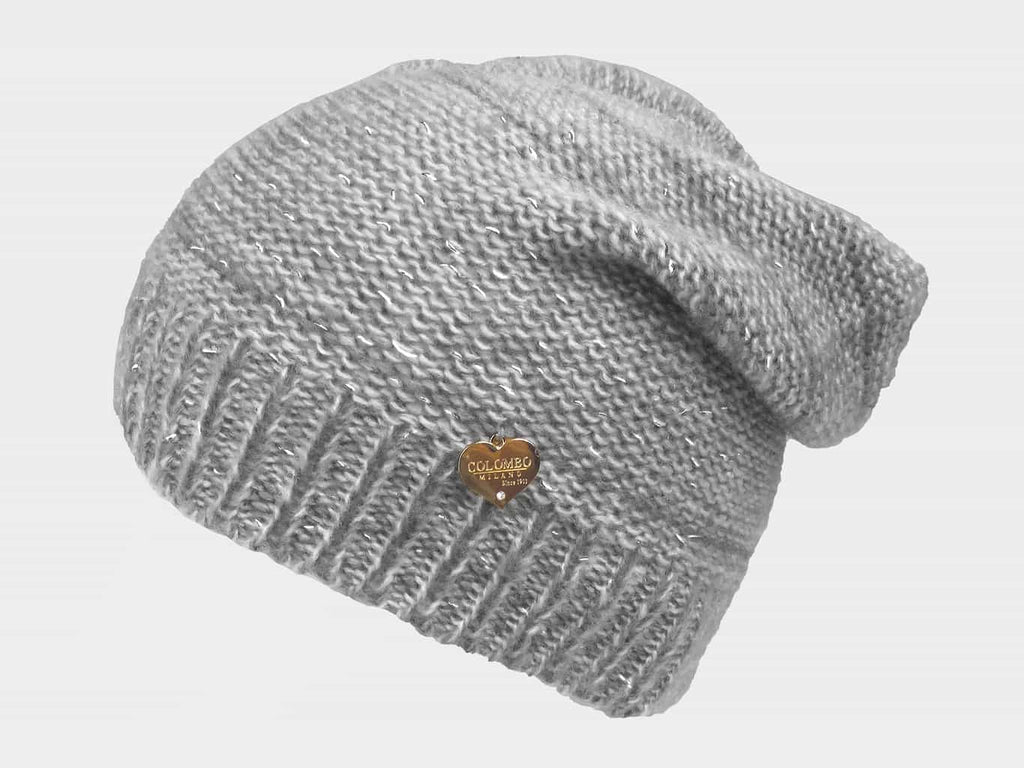 grigio - cappello da donna finissaggio mohair con lurex e cuoricino oro