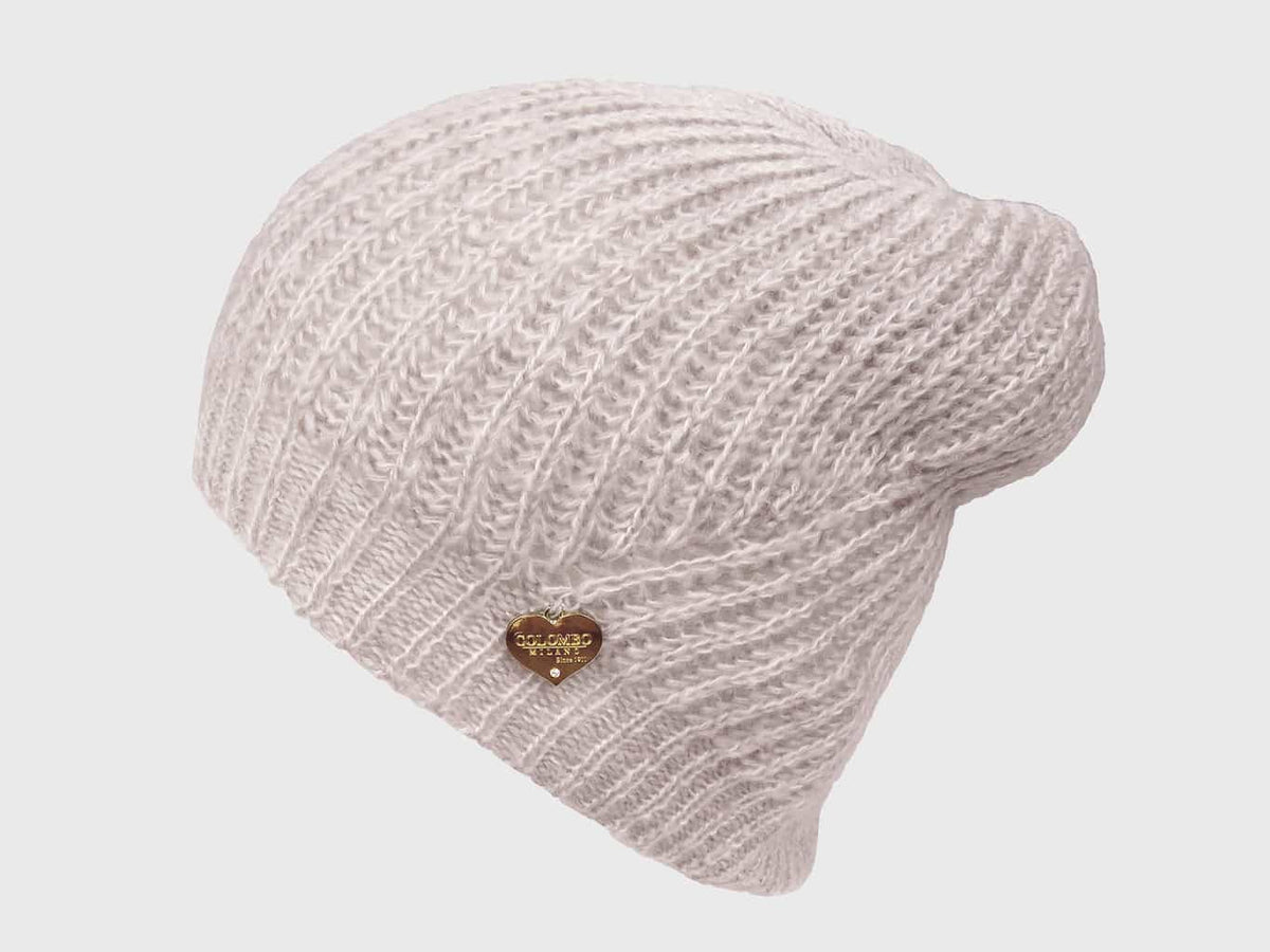 cipria- cappello a costine dai colori delicati finissaggio mohair