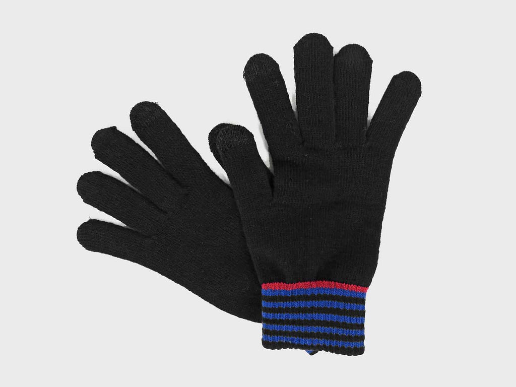 nero - Guanti da uomo elasticizzati touchscreen con polso rigato