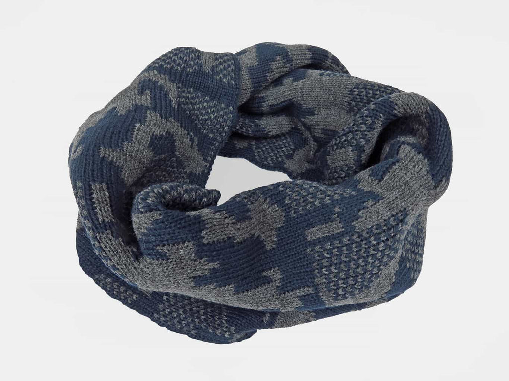 Blu- sciarpa ad anello da uomo jacquard mimetico