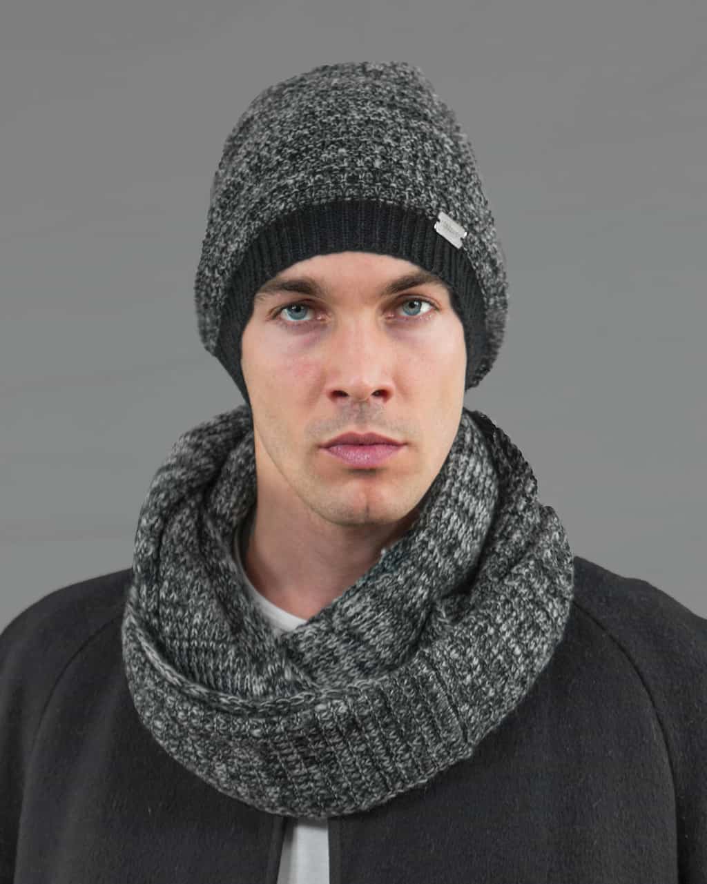 cappello e sciarpa da uomo finissaggio mohair