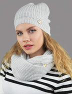 Cappello e sciarpa ad anello finissaggio mohair colori delicati