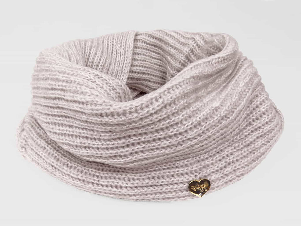 cipria - sciarpa ad anello finissaggio mohair colori delicati