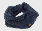 blu - sciarpa ad anello da donna lavorata a trecce e rombi con lurex