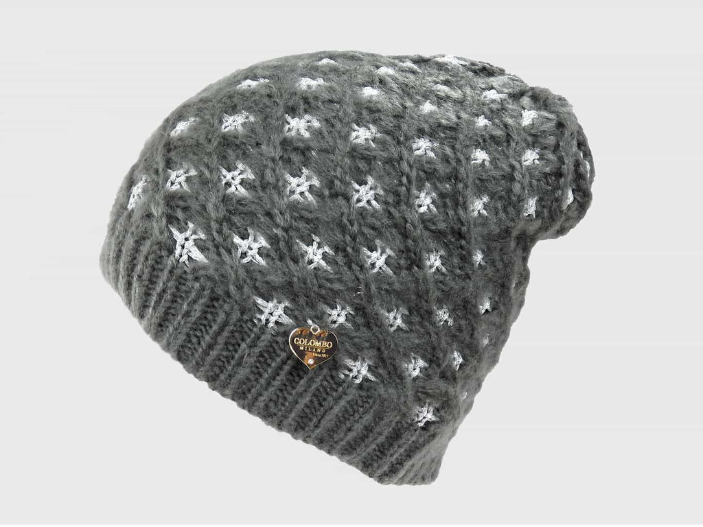 Grigio - cappello a intreccio con lurex argento