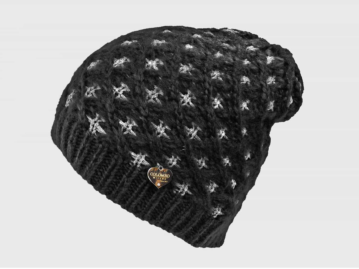 nero - cappello da donna a intreccio con lurex argento