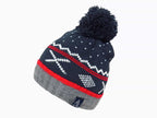 rosso - cappello jacquard da bimbo con pompon e motivi geometrici