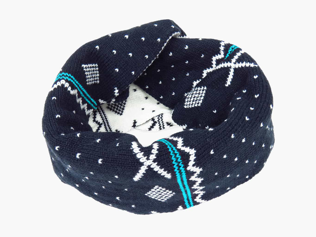 azzurra- sciarpa ad anello jacquard da bimbo con motivi geometrici