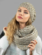 Sciarpa ad anello e berretto da donna morbido con paillettes