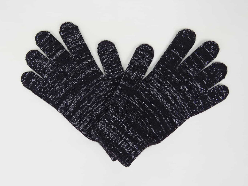 Nero- guanti magici con lurex argento