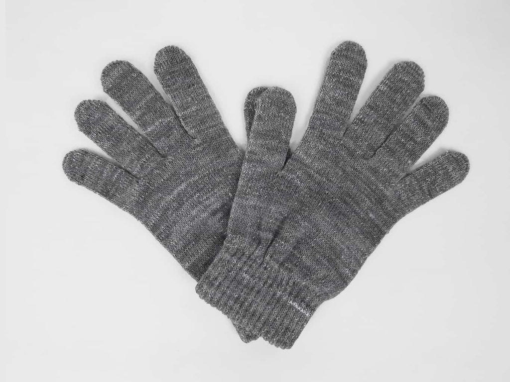 Grigio- guanti magici con lurex argento