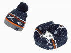 Arancione - set berretto e sciarpa da bambino jacquard fantasia